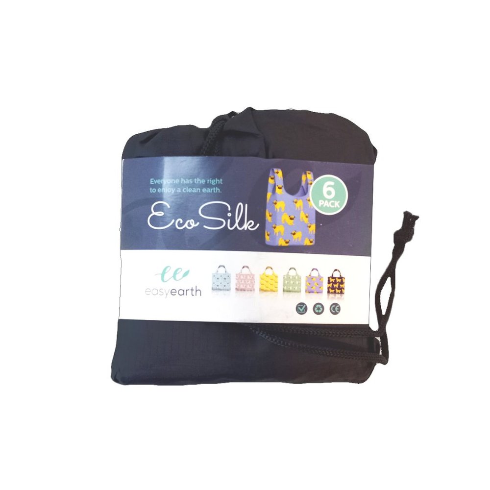 6 Pack Dog Patterned Reusable Grocery Bags Lightweight Durable Shopping Bags